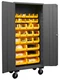 Durham 3501M-BLP-30-95, 14G Steel Mobile Cabinet, 30 Yellow Bins, 36"x24"x80"