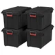 IRIS USA 21 Gal Store-It-All Plastic Storage Bins with Lids, Black/Black, 3 Pack