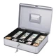 Flexzion Cash Box with Money Tray and Lock - Metal Cash Box for Small Businesses